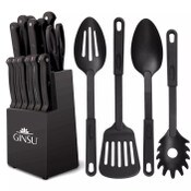 Wholesale - GINSU Kiso 18pc Black Knife Set in a Black Block, UPC: 079061030837